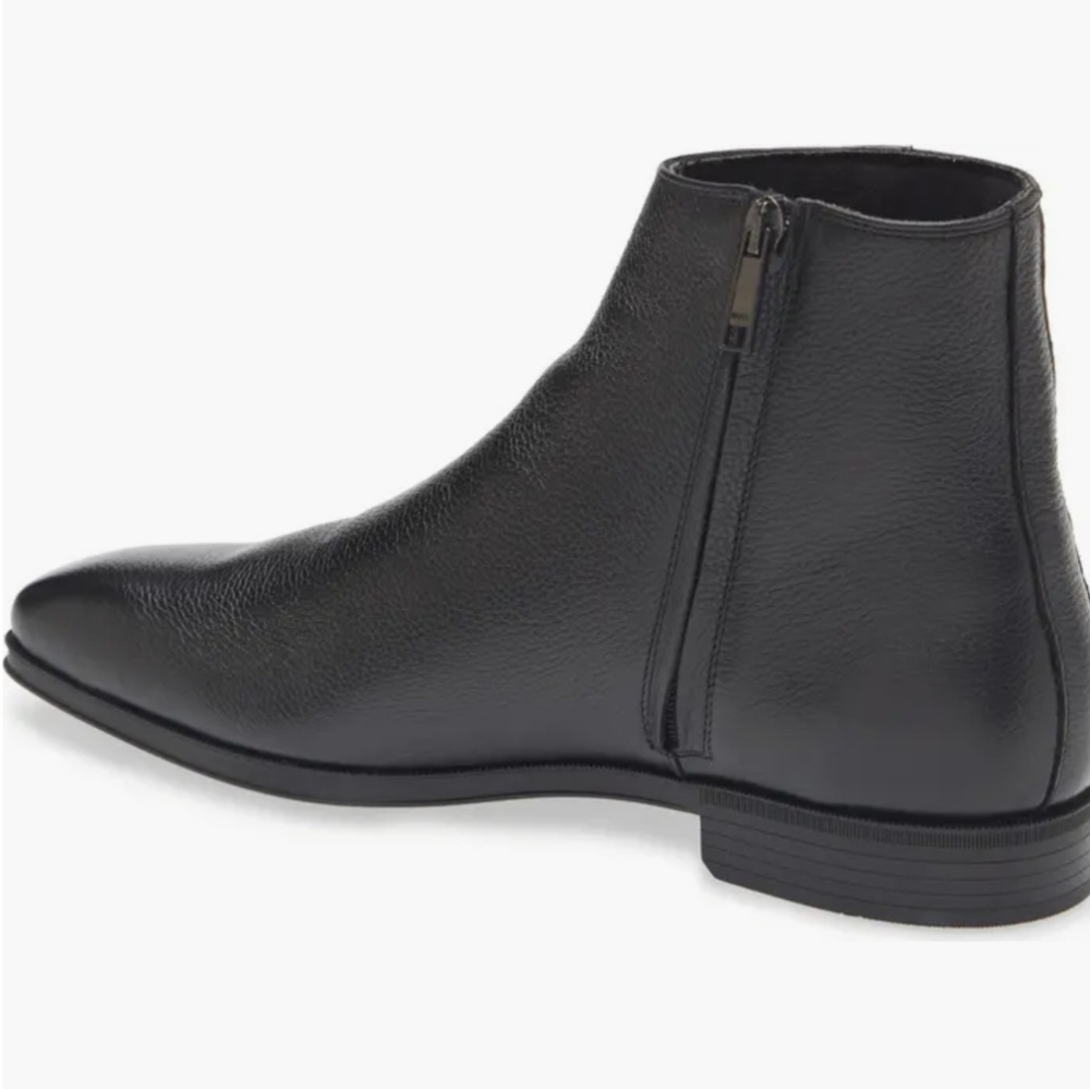 BOSS Men's Black Leather Ankle Boots - Picture 2 of 4